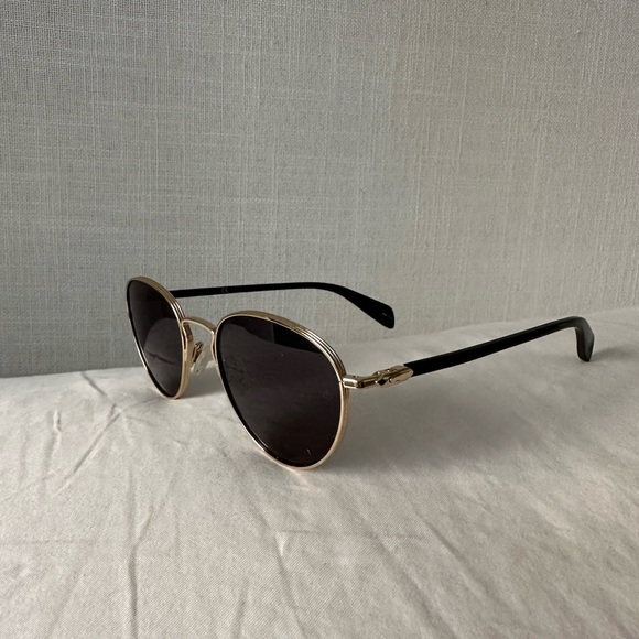 Rag and Bone Gold Frame Round Black Sunglasses Rnb 1019/S - Picture 6 of 9